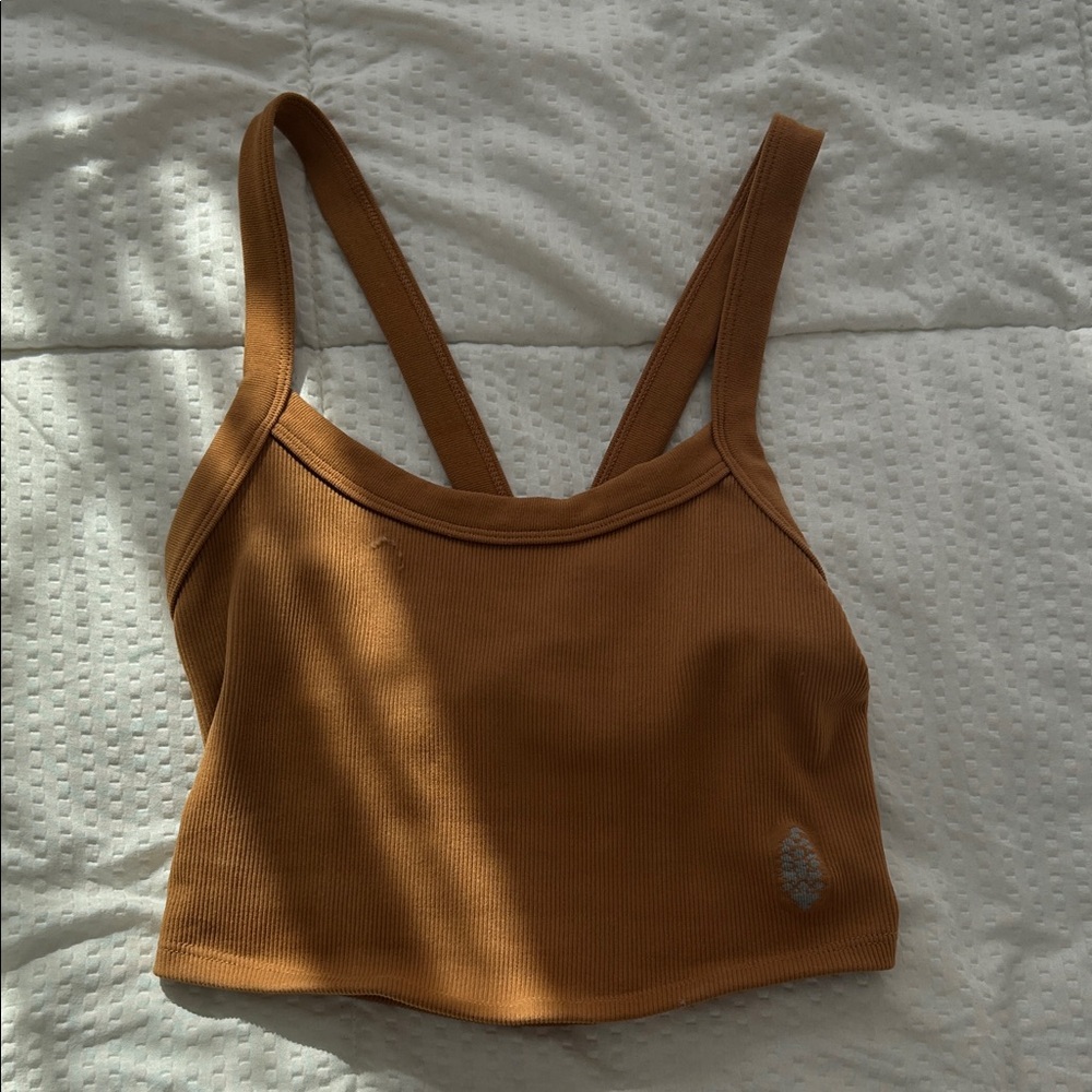 Free People Brown Ribbed Crop Top